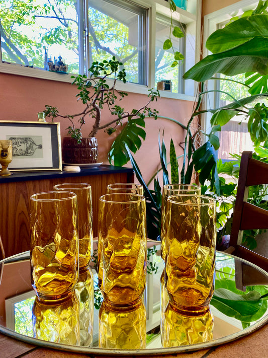 Vintage Amber Glass Set