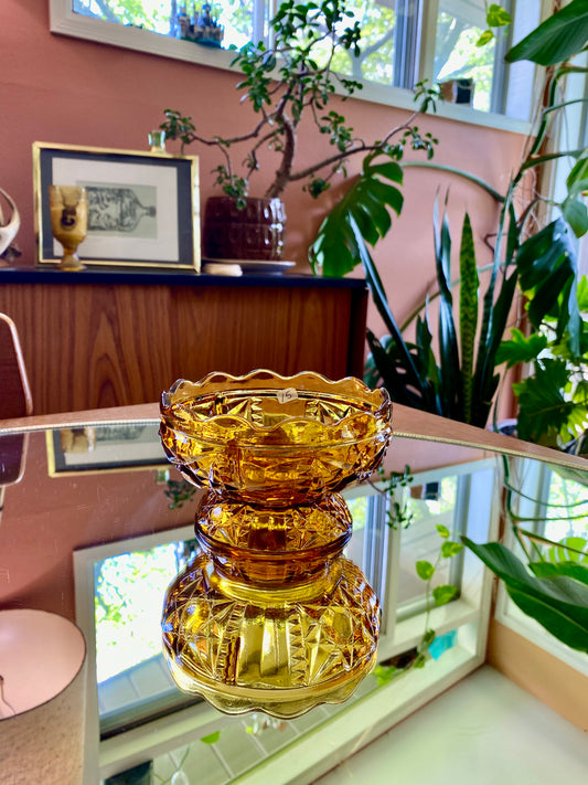 Indiana Amber Glass Candy Bowl