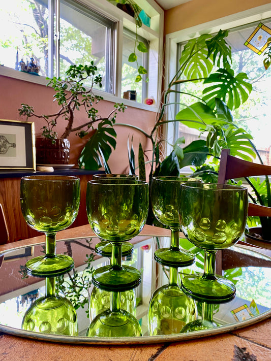 Bartlett Collins Green Thumbprint Goblets